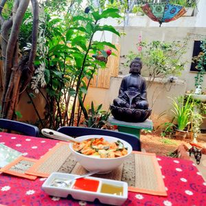 The soothing sound of water. at The Thai Vegan Kitchen in Karnataka