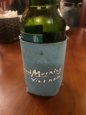 Funny Beer Cosies   at Aroma Indian Restaurant in Ninh Binh