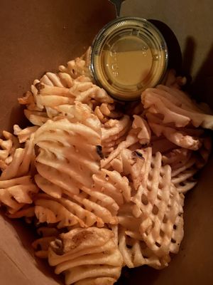 Waffle fries with cheese dip at Tattooed Mom in Philadelphia