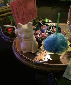 Tiki Kitty and Hawaiian Ice with rum. (For $5 more you can keep the kitty mug!) at Tattooed Mom in Philadelphia