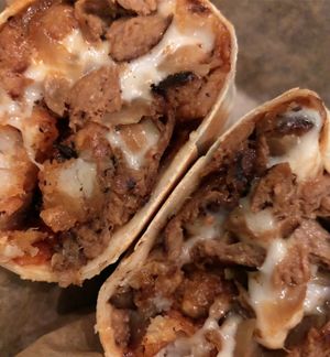 Vegan chubsteak wrap - amazing! at Tattooed Mom in Philadelphia