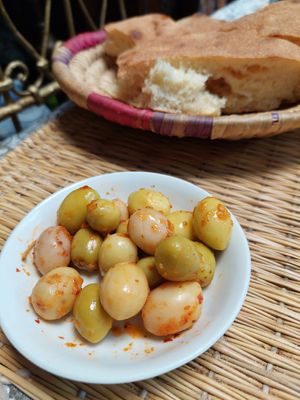 Quality bread + local olives! at Restaurant Baraka - البركة  in Meknes