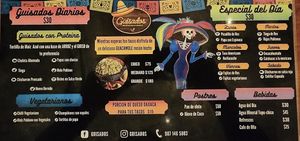Spanish menu  at Guisados in Cozumel