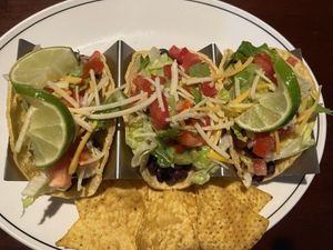 Vegan tacos with vegan cheese   at Eh Amigos Cantina in Port Colborne