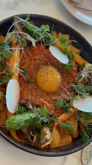 House made rigatoni ( that’s a tomato not an egg )  #Veganuary at Cítricos in Bay Lake