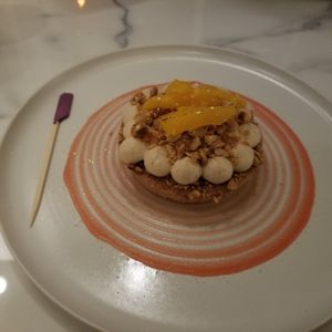 Praline Coconut Tart. Tastes just as good as it looks. Vegan + gluten-free. at Cítricos in Bay Lake