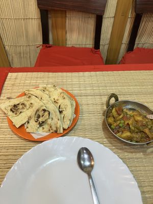 try the garlic naan. it’s delicious!!  at Shankara Vegis in Agra
