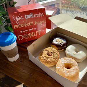 Clockwise from Top Left: Ferrero Rocher, London Fog, Bloomer's Glazed, Biscoff Crunch  at bloomer's in Burlington