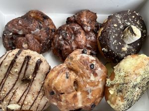 Apple Fritters, S’mores, Pecan caramel, Lemon Blueberry Fritter, Lemon poppyseed    at bloomer's in Burlington