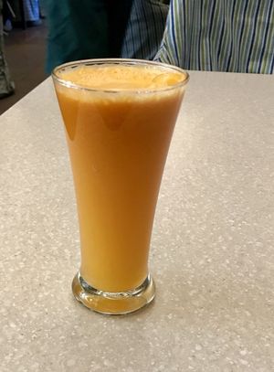 Carrot and orange juice at Anokhi Cafe in Jaipur