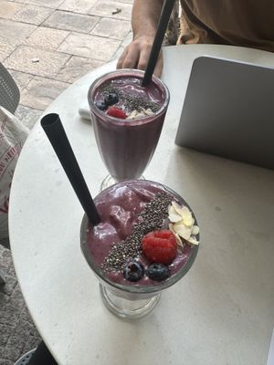 Açai smoothie with vegan protein and I also love adding peanut butter to it!  at Casette in Dubai