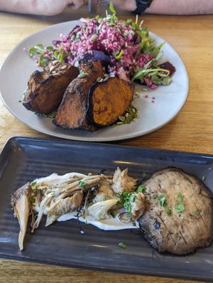 Mushrooms and pumpkin dish at Richardson's Bistro in Coles Bay
