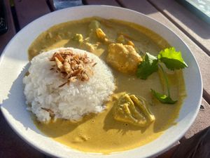 Vegan green curry  at Richardson's Bistro in Coles Bay