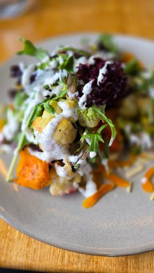 Roast Vegetable Salad with vegan dressing at Richardson's Bistro in Coles Bay