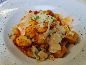 gnocchi with vegetables at Mezestoran Dvorište in Belgrade