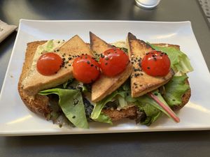 Smoked tofu toast  at Mala Leche in Malaga