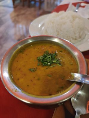 Yellow daal (lentils) with rice at Kohinoor Indian Restaurant in Koh Samui
