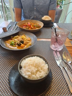 Rice and curry at Giggling Squid in Harrogate