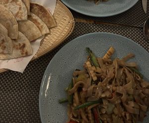 Drunken noodle & roti   at Giggling Squid in Harrogate