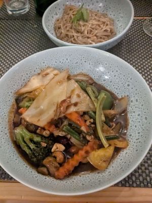 Wholesome Cashew Stir Fry at Giggling Squid in Harrogate