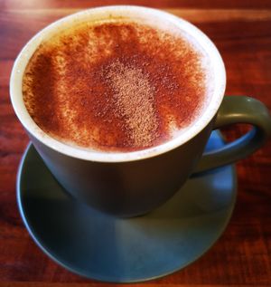 Hot Chocolate made with oat milk at Crunchbox Leederville in Leederville