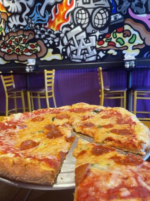 Pepperoni and basil pizza  at Forever Pie in Los Angeles