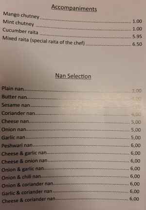 Sides at Indian Royal Spicy in Brussels