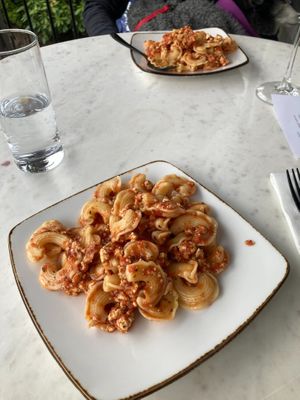Tofu ragu at Italian night at Sadie Cooks Plants in Seattle