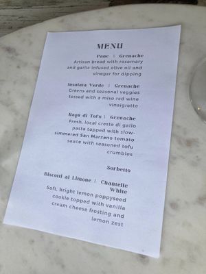 Italian dinner menu at Sadie Cooks Plants in Seattle