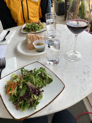 Salad and bread at Italian night at Sadie Cooks Plants in Seattle