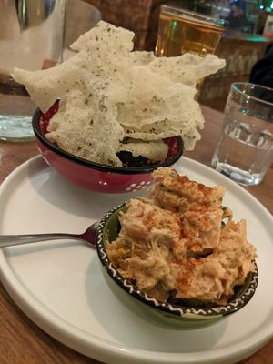 Sea crackers and "crab" at Nooch Bar and Kitchen in Stirling