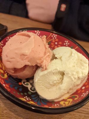 Strawberry and vanilla ice cream at Nooch Bar and Kitchen in Stirling