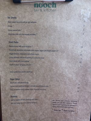 Menu  at Nooch Bar and Kitchen in Stirling