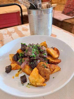 Crispy potatoes and black pudding at Nooch Bar and Kitchen in Stirling