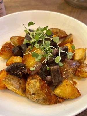 Potatoes and black pudding   at Nooch Bar and Kitchen in Stirling