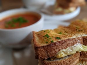 Arty shot of a haggis and cheese melt at Nooch Bar and Kitchen in Stirling