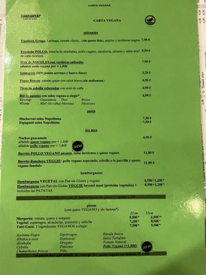 Carta vegana  at Karpanta in Sevilla