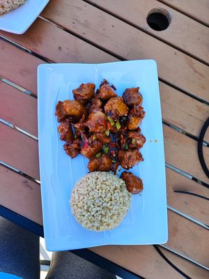 Orange chicken at Vegan District Asian Eatery in Loma Linda