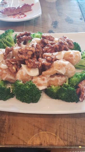 Walnut Shrimp at Vegan District Asian Eatery in Loma Linda