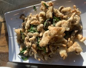 Crispy oyster mushrooms   at Vegan District Asian Eatery in Loma Linda