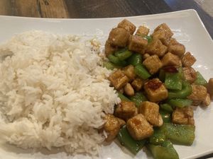 Kung pao tofu main dish   at Vegan District Asian Eatery in Loma Linda