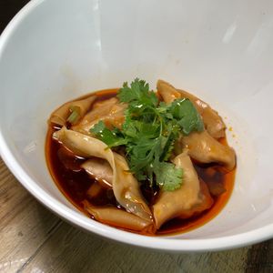 Schezuan Wontons at Vegan District Asian Eatery in Loma Linda