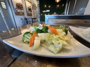 Steamed veggies  at Vegan District Asian Eatery in Loma Linda