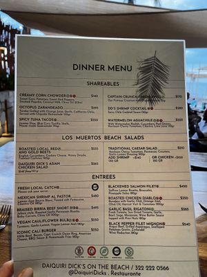 Dinner Menu January 2023  at Daiquiri Dick's in Puerto Vallarta