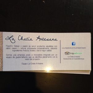 menu, p. 1 at La Chatia Artesana in Quetzaltenango