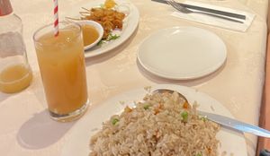 Chicken satay skewers and vegan nasi   at Gerrard's Corner in London