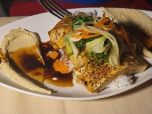 Cajun Seared Tofu at Hawaiiowan Cafe in Burlington