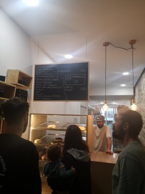 View of shop front and menu at La Moderneta in Girona