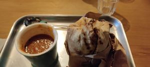 Veggies wrap and soup of the day at Tang in Dublin