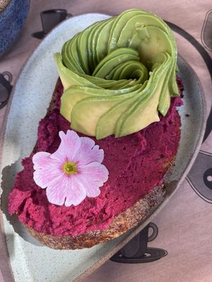 Avocado toast and beet hummus  at Nusa Café in Rio De Janeiro